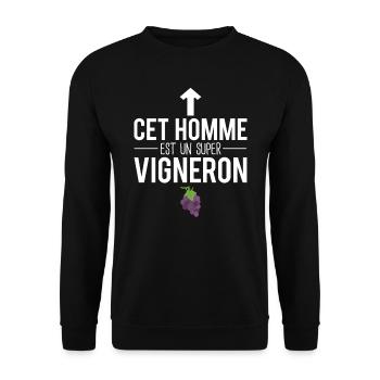 Cet homme est un super vigneron vigne raisin - Sweat-shirt Unisexe - noir - Devant - Alina (178cm) & Michal (187cm)