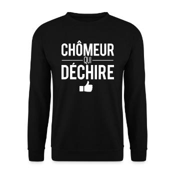 Chômeur qui déchire fc chômage sans emploi humour - Sweat-shirt Unisexe - noir - Devant - Alina (178cm) & Michal (187cm)