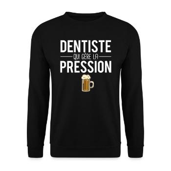Dentiste qui gère la pression métier bière humour - Sweat-shirt Unisexe - noir - Devant - Alina (178cm) & Michal (187cm)