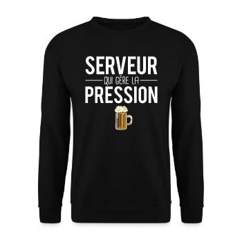Serveur qui gère la pression métier bière humour - Sweat-shirt Unisexe - noir - Devant - Alina (178cm) & Michal (187cm)