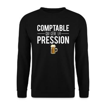 Comptable qui gère la pression métier humour - Sweat-shirt Unisexe - noir - Devant - Alina (178cm) & Michal (187cm)