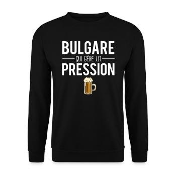 Bulgare qui gère la pression cadeau papa bulgare - Sweat-shirt Unisexe - noir - Devant - Alina (178cm) & Michal (187cm)