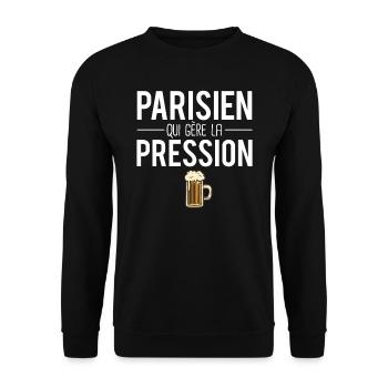 Parisien qui gère la pression bière humour - Sweat-shirt Unisexe - noir - Devant - Alina (178cm) & Michal (187cm)