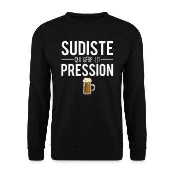 Sudiste qui gère la pression bière humour - Sweat-shirt Unisexe - noir - Devant - Alina (178cm) & Michal (187cm)