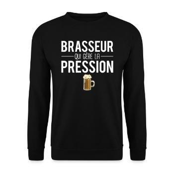 Brasseur qui gère la pression métier bière humour - Sweat-shirt Unisexe - noir - Devant - Alina (178cm) & Michal (187cm)