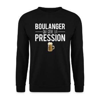 Boulanger qui gère la pression métier humour - Sweat-shirt Unisexe - noir - Devant - Alina (178cm) & Michal (187cm)