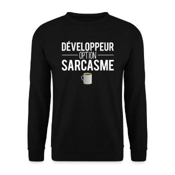Développeur option sarcasme informatique code - Sweat-shirt Unisexe - noir - Devant - Alina (178cm) & Michal (187cm)