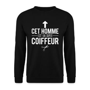 Cet homme est un super coiffeur cheveux humour - Sweat-shirt Unisexe - noir - Devant - Alina (178cm) & Michal (187cm)
