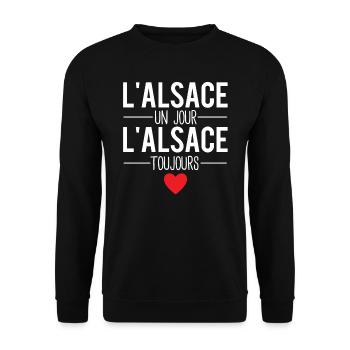 L'alsace un jour l'alsace toujours habitant alsace - Sweat-shirt Unisexe - noir - Devant - Alina (178cm) & Michal (187cm)