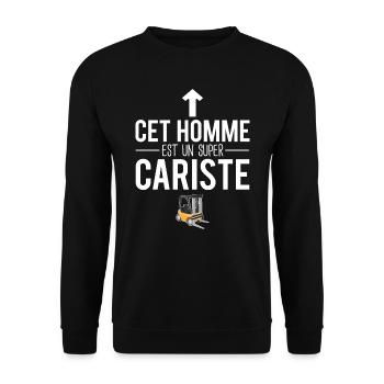 Cet homme est un super cariste humour - Sweat-shirt Unisexe - noir - Devant - Alina (178cm) & Michal (187cm)