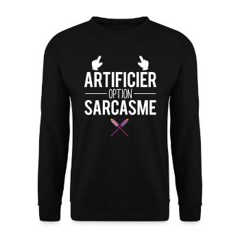 Cadeau artificier option sarcasme papa artificier - Sweat-shirt Unisexe - noir - Devant - Alina (178cm) & Michal (187cm)
