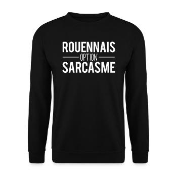 Rouennais option sarcasme habitant rouen humour - Sweat-shirt Unisexe - noir - Devant - Alina (178cm) & Michal (187cm)