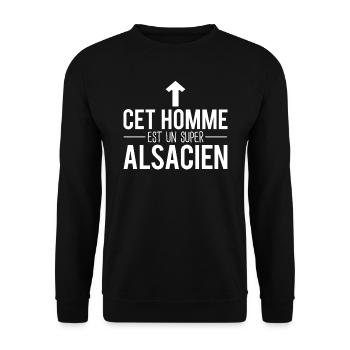 Cet homme est un super alsacien alsace région - Sweat-shirt Unisexe - noir - Devant - Alina (178cm) & Michal (187cm)