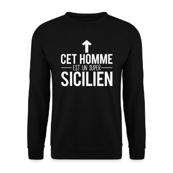 Cet homme est un super sicilien humour - Sweat-shirt Unisexe - noir - Devant - Alina (178cm) & Michal (187cm)