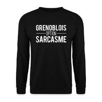 Grenoblois option sarcasme habitant grenoble - Sweat-shirt Unisexe - noir - Devant - Alina (178cm) & Michal (187cm)