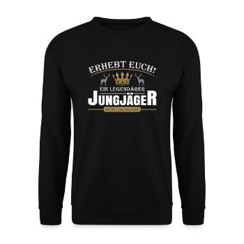 Legendärer Jungjäger - Unisex Pullover - Schwarz - Vorne - Alina (178cm) & Michal (187cm)