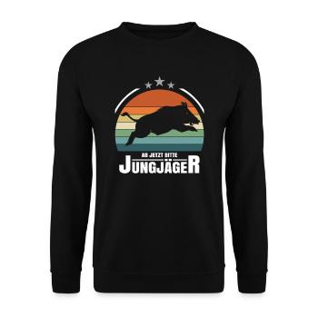 Ab Jetzt Bitte Jungjäger - Unisex Pullover - Schwarz - Vorne - Alina (178cm) & Michal (187cm)
