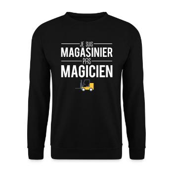 Je suis magasinier pas magicien cadeau magasinier - Sweat-shirt Unisexe - noir - Devant - Alina (178cm) & Michal (187cm)