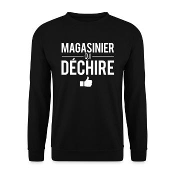 Cadeau magasinier qui déchire métier humour - Sweat-shirt Unisexe - noir - Devant - Alina (178cm) & Michal (187cm)