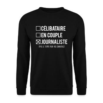 Célibataire en couple journaliste journalisme - Sweat-shirt Unisexe - noir - Devant - Alina (178cm) & Michal (187cm)