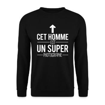 Cet homme est un super photographe humour - Sweat-shirt Unisexe - noir - Devant - Alina (178cm) & Michal (187cm)