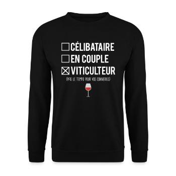 Célibataire en couple viticulteur humour métier - Sweat-shirt Unisexe - noir - Devant - Alina (178cm) & Michal (187cm)