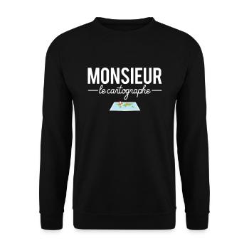 Monsieur le cartographe métier cartographe humour - Sweat-shirt Unisexe - noir - Devant - Alina (178cm) & Michal (187cm)