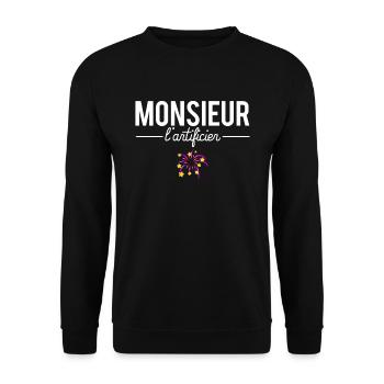 Monsieur l'artificier blague artificier humour - Sweat-shirt Unisexe - noir - Devant - Alina (178cm) & Michal (187cm)