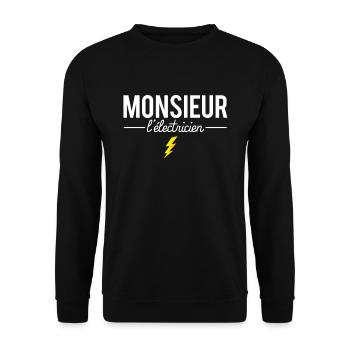 Monsieur l'électricien cadeau électricien humour - Sweat-shirt Unisexe - noir - Devant - Alina (178cm) & Michal (187cm)
