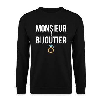 Monsieur le bijoutier cadeau bijoutier humour - Sweat-shirt Unisexe - noir - Devant - Alina (178cm) & Michal (187cm)