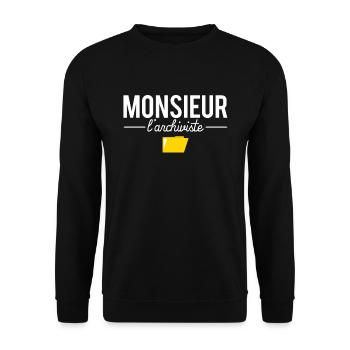 Monsieur l'archiviste blague métier archiviste - Sweat-shirt Unisexe - noir - Devant - Alina (178cm) & Michal (187cm)