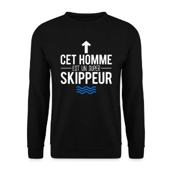 Cet homme est un super skipper capitaine bateau - Sweat-shirt Unisexe - noir - Devant - Alina (178cm) & Michal (187cm)