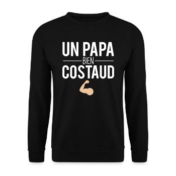 Papa bien costaud cadeau papa fête des pères - Sweat-shirt Unisexe - noir - Devant - Alina (178cm) & Michal (187cm)