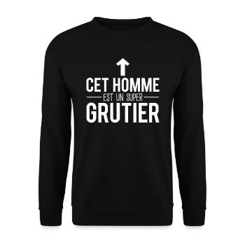 Cet homme est un super grutier humour métier - Sweat-shirt Unisexe - noir - Devant - Alina (178cm) & Michal (187cm)