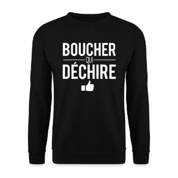 Boucher qui déchire meilleur boucher humour - Sweat-shirt Unisexe - noir - Devant - Alina (178cm) & Michal (187cm)
