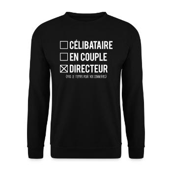 Célibataire en couple directeur humour métier - Sweat-shirt Unisexe - noir - Devant - Alina (178cm) & Michal (187cm)