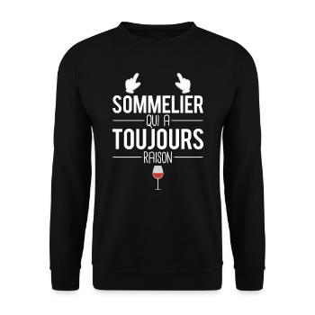 Sommelier qui a toujours raison métier vin humour - Sweat-shirt Unisexe - noir - Devant - Alina (178cm) & Michal (187cm)