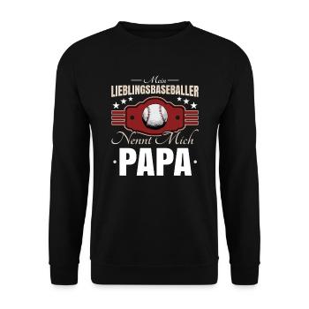 Baseball Papa - Unisex Pullover - Schwarz - Vorne - Alina (178cm) & Michal (187cm)