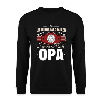 Handball Opa - Unisex Pullover - Schwarz - Vorne - Alina (178cm) & Michal (187cm)