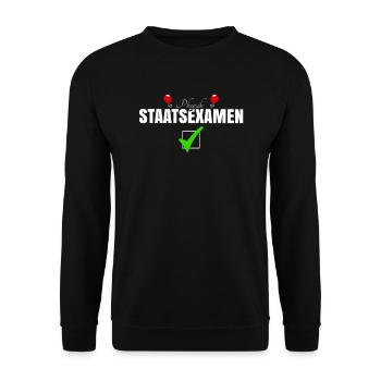 Glückwunsch zum Staatsexamen Physik - Unisex Pullover - Schwarz - Vorne - Alina (178cm) & Michal (187cm)