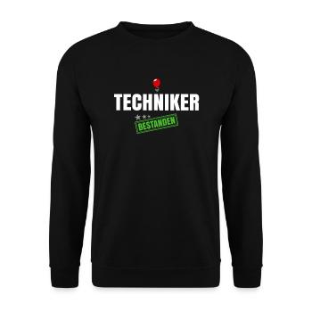 Techniker Bestanden - Unisex Pullover - Schwarz - Vorne - Alina (178cm) & Michal (187cm)