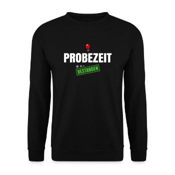 Probezeit Bestanden - Unisex Pullover - Schwarz - Vorne - Alina (178cm) & Michal (187cm)