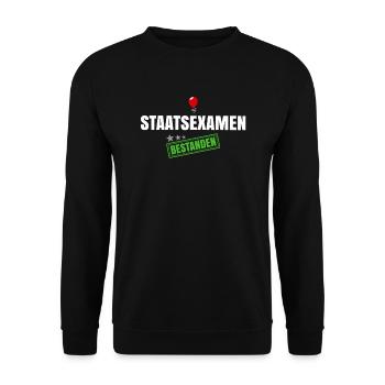 Staatsexamen Bestanden - Unisex Pullover - Schwarz - Vorne - Alina (178cm) & Michal (187cm)