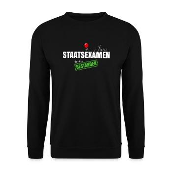 Jura Staatsexamen Bestanden - Unisex Pullover - Schwarz - Vorne - Alina (178cm) & Michal (187cm)
