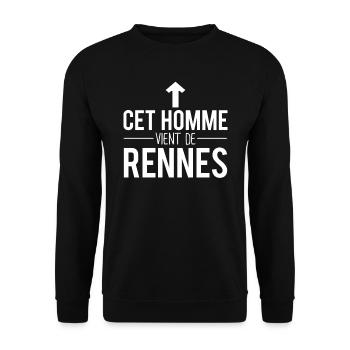 Cet homme vient de rennes rennais humour - Sweat-shirt Unisexe - noir - Devant - Alina (178cm) & Michal (187cm)