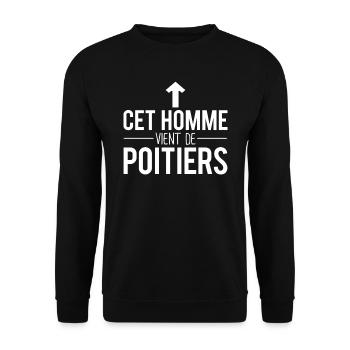 Cet homme vient de poitiers humour poitevin - Sweat-shirt Unisexe - noir - Devant - Alina (178cm) & Michal (187cm)