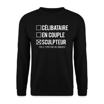 Célibataire en couple sculpteur humour métier - Sweat-shirt Unisexe - noir - Devant - Alina (178cm) & Michal (187cm)