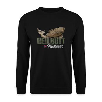 Norwegen Heilbutt Angeln - Unisex Pullover - Schwarz - Vorne - Alina (178cm) & Michal (187cm)