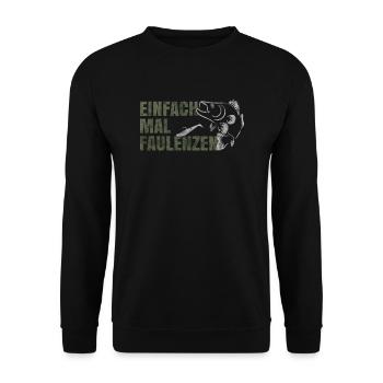 Einfach mal Faulenzen - Unisex Pullover - Schwarz - Vorne - Alina (178cm) & Michal (187cm)