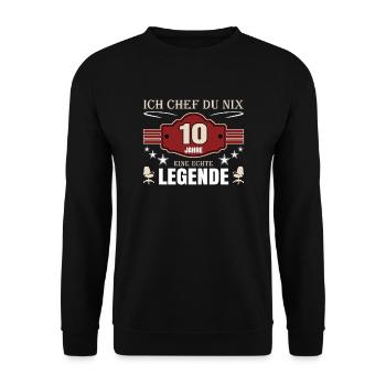 10 Jahre Jubiläum Chef - Unisex Pullover - Schwarz - Vorne - Alina (178cm) & Michal (187cm)